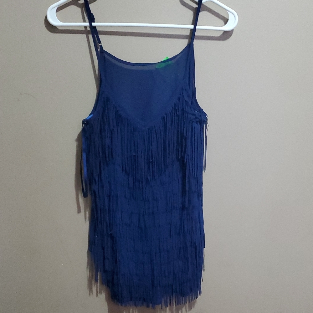 Blue Fringe Tank Top Size Large